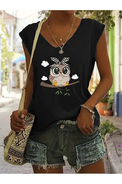 mercoledi Tricou oversize casual de damă cu decolteu în V