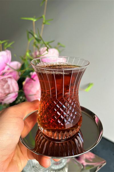 DECOSTYLE 160 Cc 6 Pieces Delicate Square Decorated Ajda Size Pasabahce Tea Cup