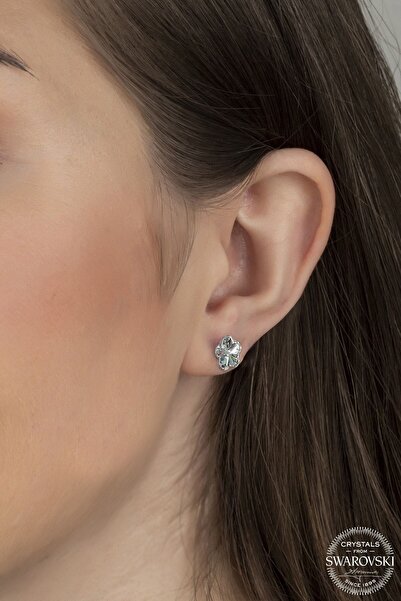Swarovski Crystal Kadın Papatya Gümüş Küpe