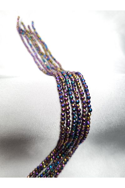 Yüksel Boncuk 3 mm Hematite Stone - Facet Cut Natural Stone String