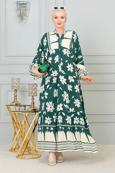 MODAQU Φόρεμα Nefti Viscose - Patched Floral Pattern