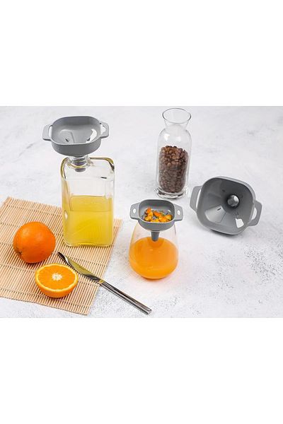 Porland Anthracite Conforte 3 Piece 9 cm Funnel Set - With Strainer