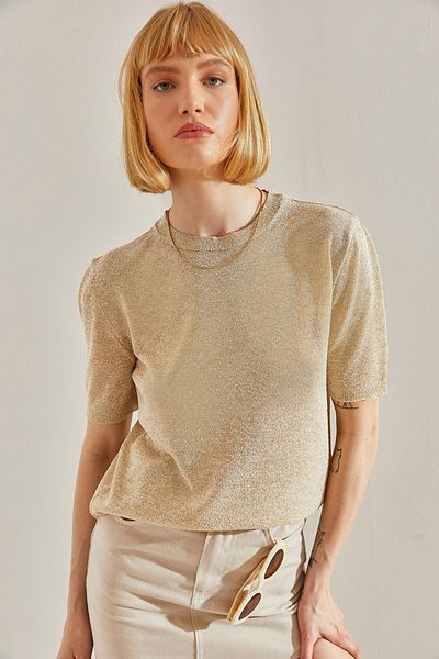 Bianco Lucci Crew Neck Glitter női póló - 20246088