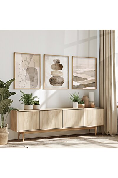 STARYUNA Ahşap Çerçeveli 3'lü Soyut Tablo Yuna5