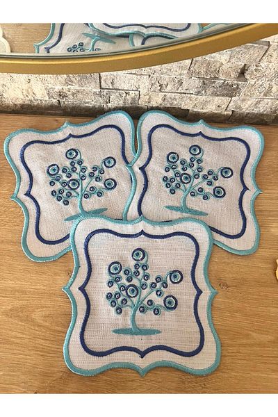 Nakışkonsept Set de 6 șervețele de cocktail Evil Eye