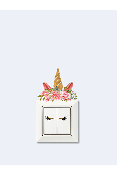 MAARS Çiçekli Unicorn - Pastel-  Piriz Üstü Süs, Çocuk odası Piriz Görseli