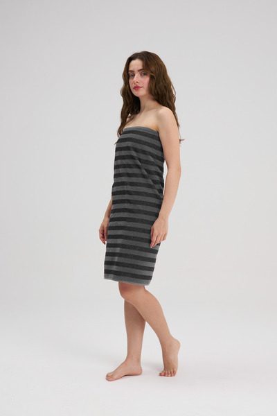 Homelover Cotton Palm Gray Striped Beach Towel - Luce Scura Pool Towel - 70X140Cm