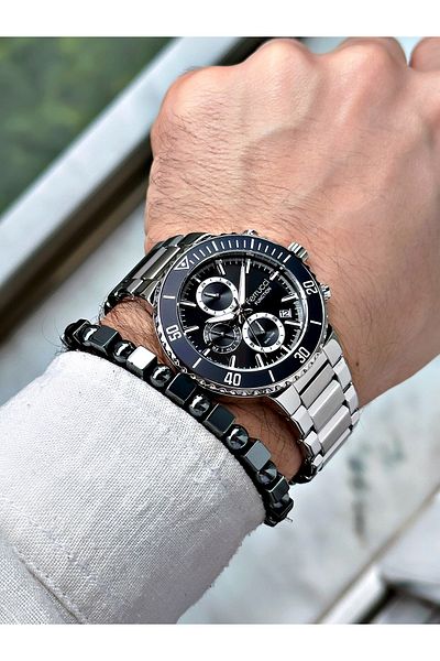 Ferrucci men's Silver Colored Steel Watchband + Bracelet Gift