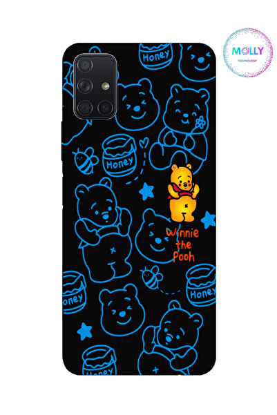 Molly Samsung Galaxy A71 İçin Siyah Winnie Desenli Silikon Kılıf