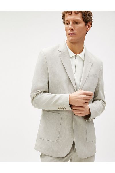Koton Sommerjacke, Blazer, Leinenmischung, geknöpft, mit Taschendetail