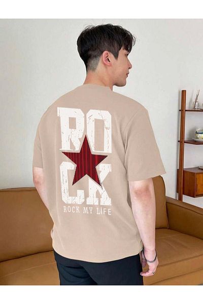 khufu Μπλουζάκι Unisex ΜΠΕΖ Oversize Rock My Life με στάμπα