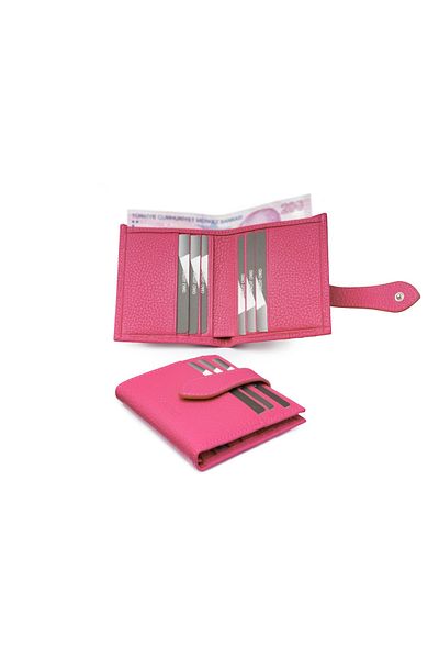 SANLINE Πορτοφόλι Unisex από γνήσιο δέρμα Fuchsia 800 - Εμφάνιση θήκης κάρτας