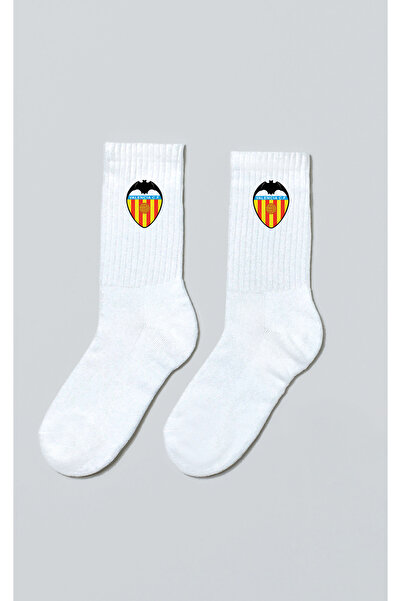 Darkia Valencia Football Team - Unisex White Corded Tennis Socks