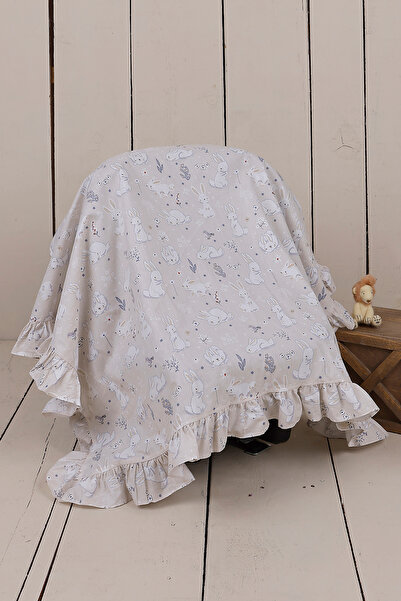 JUNİPERUS Fırfırlı Organik Tavşanlı Balenli Çok Amaçlı Emzirme Örtüsü