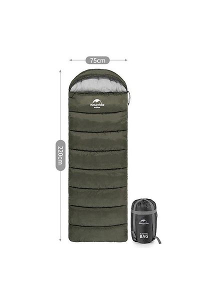 Naturehike U150 Sac de dormit cu glugă în stil plic -6 ° c Fermoar albastru-stânga