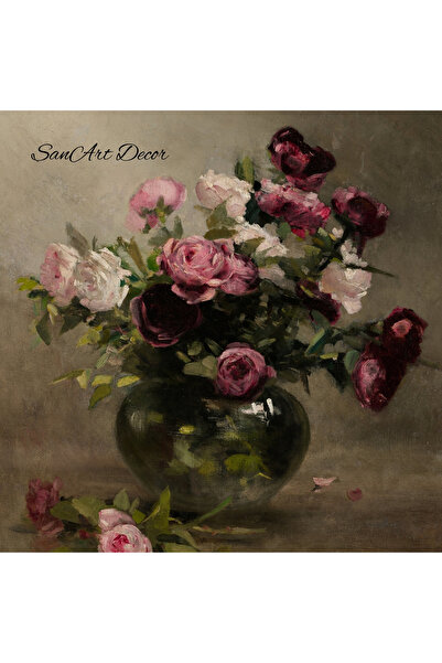 Sanart Vintage ζωγραφική με κορνίζα, ζωγραφική με λάδι, ζωγραφική με κορνίζα, καλλιτεχνική διακόσμηση, ζωγραφική λουλουδιών