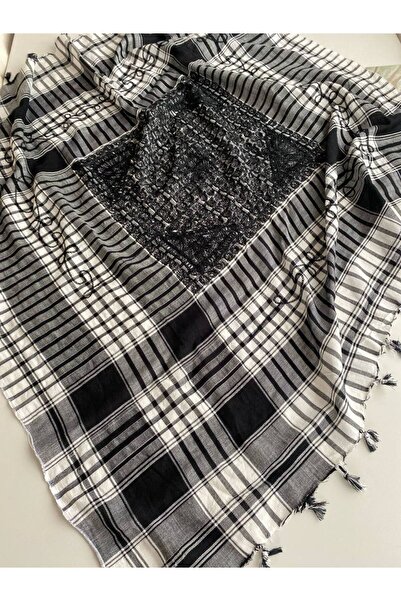 Nilbutik Unisex Siyah Günlük Büyük Boy Puşi Şal