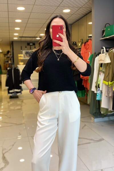 Vosse On Fashıon  Sİyah  Fitilli Merserize Bluz