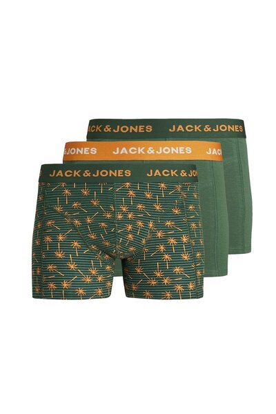 Jack & Jones Ula 3 Pack Yeşil Palmiye Desenli Erkek Boxer İç Çamaşırı