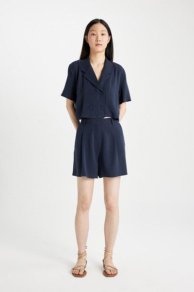 DeFacto Shorts mit hoher Taille und kurzem Bein aus Leinenmischung - C3829AX24HS