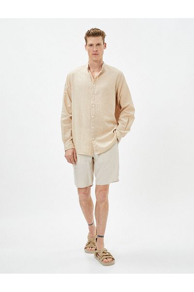 Koton Magnificent Collar Shirt Linen Blend Buttoned Long Sleeve