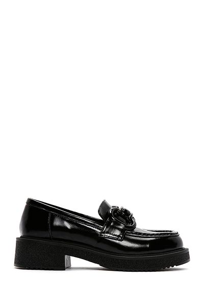 Derimod Black Patent Leather Women's Loafer