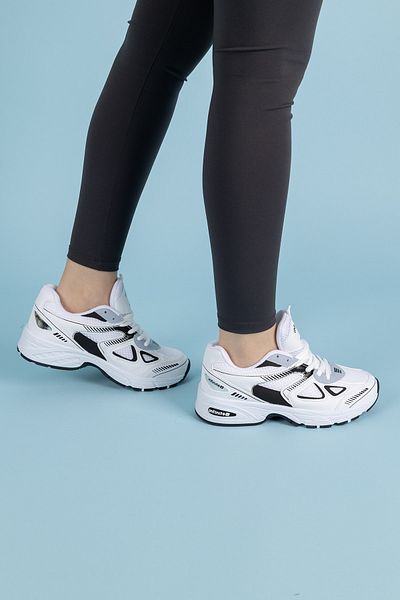 Getcho Pantofi sport de damă, albi, negri – pantofi confortabili cu talpă groasă, alergare, mers și utilizare zilnică