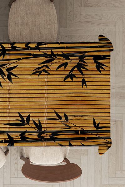Viva Home Premium Thai Feather Velvet Stain Resistant Fabric Straw Look Washable Table Cloth Mso185