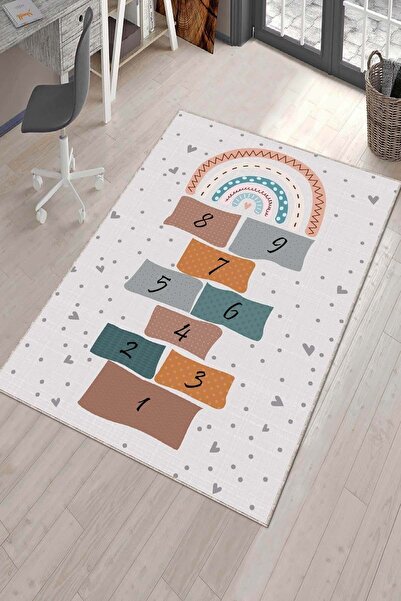 Viva Weaver's Kaymaz Tabanlı Makinede Yıkanabilir Seksekli Çocuk Halısı Ar581