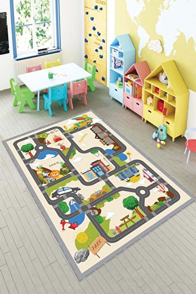 Viva Home Otoyollu Kaymaz Tabanlı Çocuk Oyun Halısı Ar1111