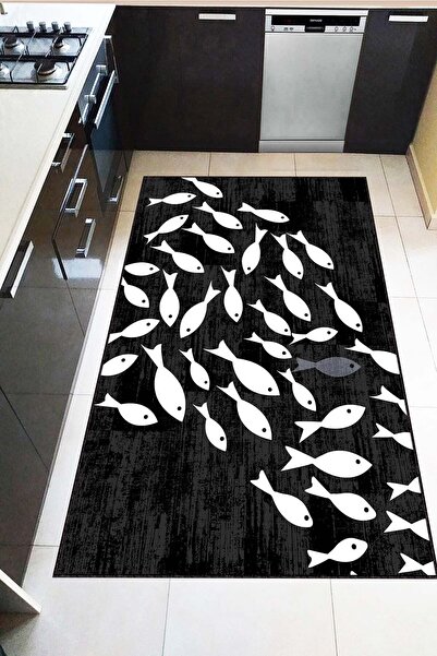 Viva Home Kaymaz Tabanlı Makinede Yıkanabilir Leke Tutmaz Salon Balıklı Mutfa...