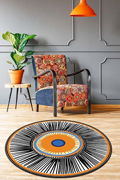 Viva Home Nazar Boncuğu Leke Tutmayan Dekoratif Kaymaz Tabanlı Yıkanabilir Yu...