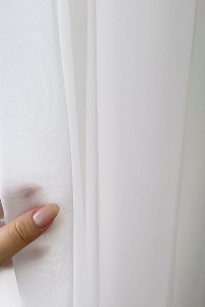 Belle Cose Pleatless Short Tulle Curtain Heating Honeycomb Top Plain Tulle Curtain White