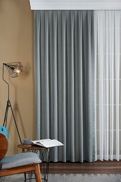 ELENOR Gümüş Gri Mat Dokulu Düz Fon Perde Mapa - Pilesiz - Büzdürmeli Ekstrafor