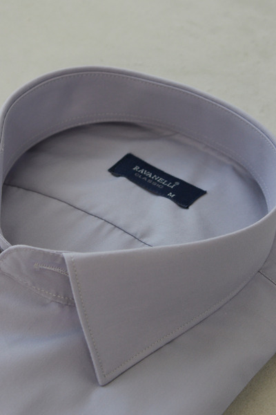 RAVANELLI Gray Men's Shirt - Classic Collar, Easy Iron, Cotton Blend, Fit Special Box G90