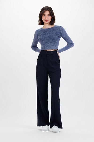 Ecrou Pulover crop pentru femei Indigo Pale Effect