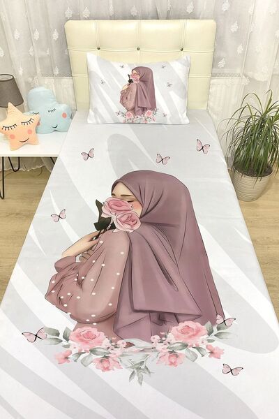 EVPANYA Gül ve Kız Yatak Örtüsü ve Yastık Kılıfı