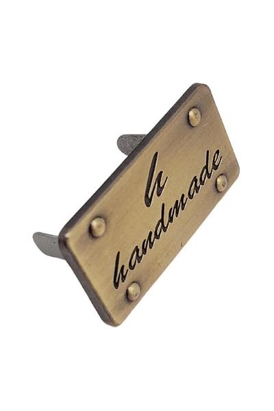 angel çanta aksesuar Accesoriu pentru geantă Angel Handmade - Etichetă metalică scrisă, farfurie 3,7x2 cm, culoare antică ornamentală