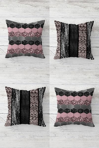 on the clouds Ballet Sequin Patterned Colorful Hidden Zippered Throw Pillow Cover Sofa Pillow Cover Set (4 Pieces)