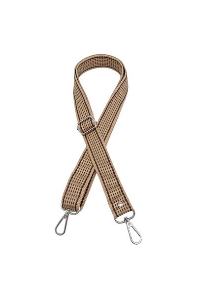 angel çanta aksesuar Geantă coloană Angel 120x3 cm poliester bej, cu dungi maro și accesorii metalice argintii