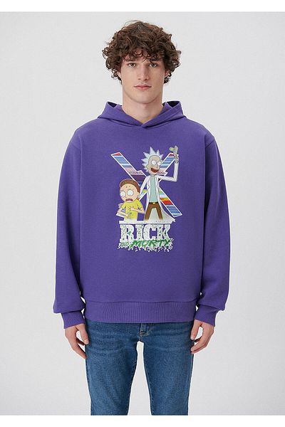 Mavi Φούτερ με κουκούλα με στάμπα Rick and Morty 0S10019-70493