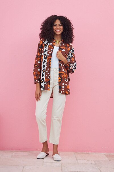 Orfeo Negro Ψηφιακό εμπριμέ λινό πουκάμισο