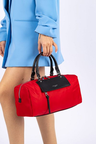 Getcho David Jones Kelley Women's Red Large Size Cylindrical Model Shoulder Bag Zipper Large Volume