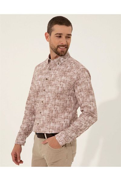 Pierre Cardin Μπεζ πουκάμισο Slim Fit - Μοντέλο G021SZ004