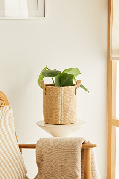 Ocean Home Textile Dulap din iută Organizator de rufe pentru camera copiilor - Coș de depozitare pliabil, Organizator de jucării, Ghiveci de flori 20x20