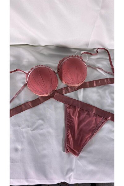 BNK Shop Set Sutien Model Mussel Captusit din Satin - Dungi