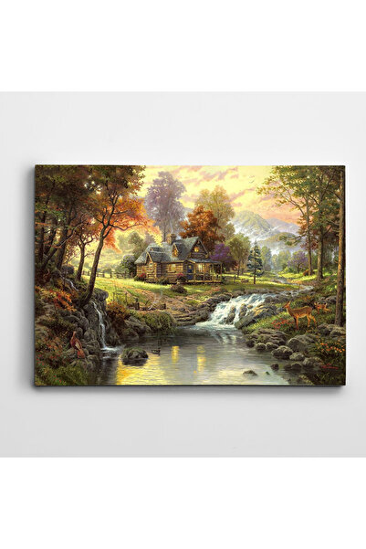 Dekolata Manzara Nehir Kartpostal Kanvas Tablo