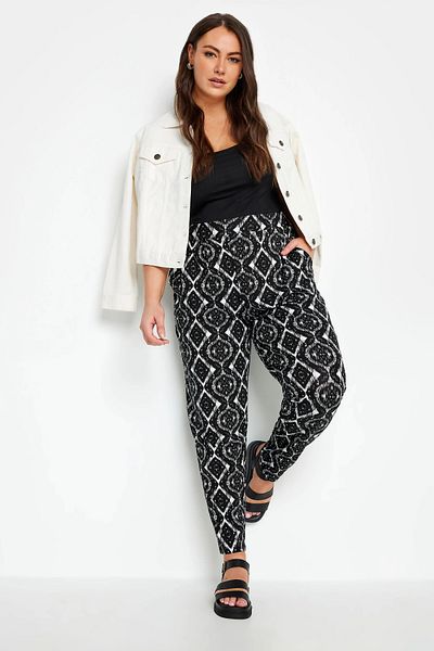 Stil Diva Large Size Skinny Leg Patterned Pocket Carrot Cut Lycra Trousers143732