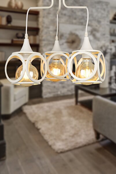 Begüsa Savaş 3.lü Avize Beyaz Kollu