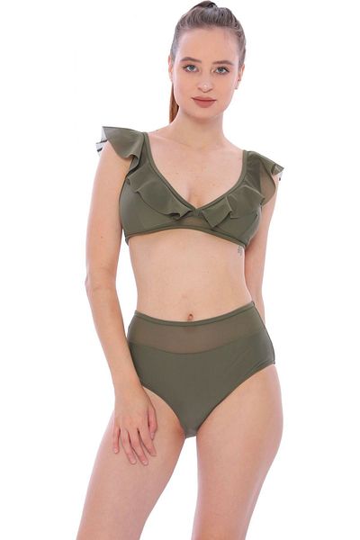 Argisa Flat Ruffle High Waist New Bikini 5029 Khaki
